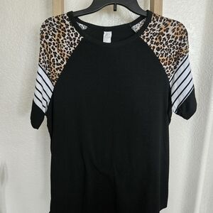 Leopard Print and Black Women's Top
